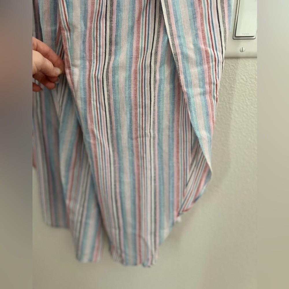 Anthropologie DREW jumpsuit Tulip Leg Strapless tube top Pastel Stripe boho - Picture 6 of 6